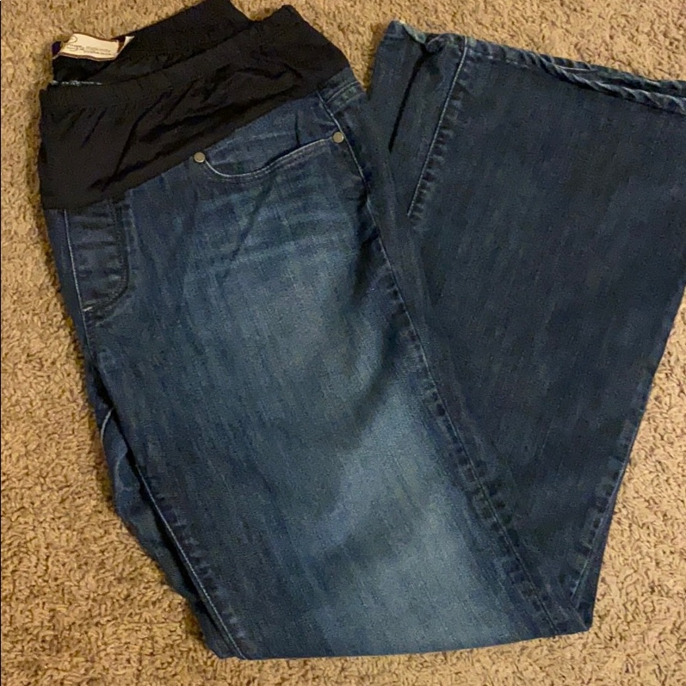 PAIGE Dark Blue Flare & Wide Leg Jeans